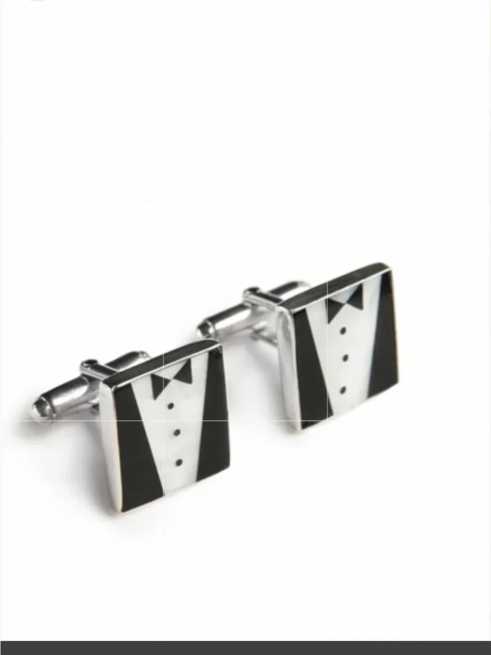 New Sterling silver Classic Tuxedo Square Cufflinks - Black Onyx Mother of Pearl